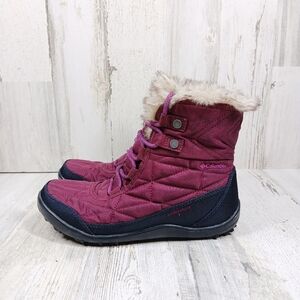 Columbia Women's Pink Fur Lace Up Minx Shorty III Boots #1151